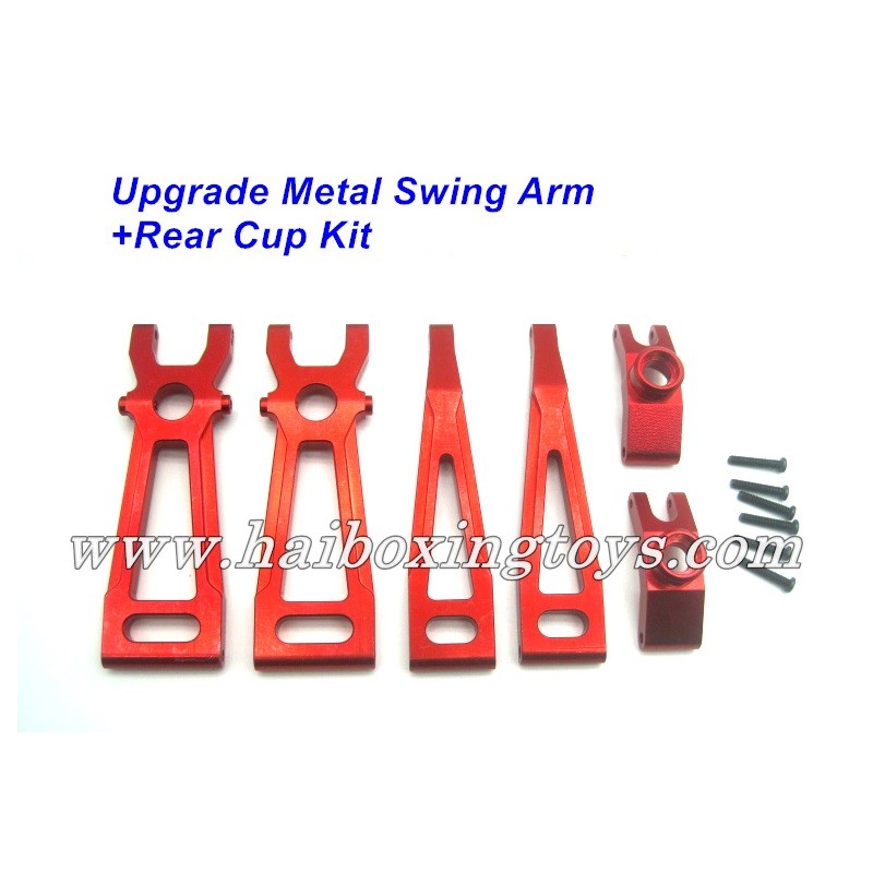 Upgrade Metal Rear Steering Arm +Rear Cup Kit For Xinlehong 9125 Upgrades-Red Color